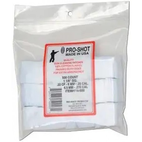 Патч для чистки Pro-Shot кал .22 - .270. Квадратный. 500 шт/уп