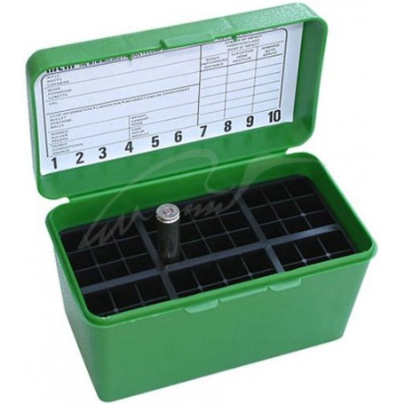 Коробка MTM H50-RL на 50 патронов кал. 30-06 и 8x57 JRS. Цвет – зеленый.