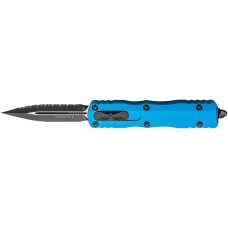 Нож Microtech Dirac Double Edge Black Blade Serrated Blue