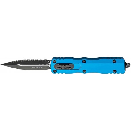 Нож Microtech Dirac Double Edge Black Blade Serrated Blue