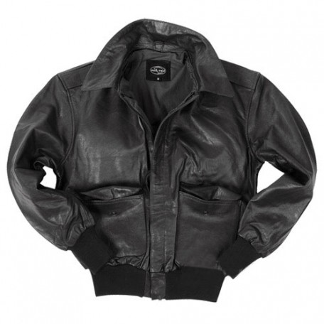 Американская кожаная лётная куртка Mil-Tec A2 black
