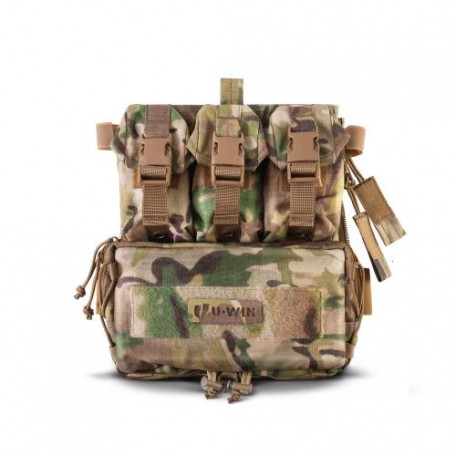 Штурмовая панель задняя под три гранаты с утилитарным подсумком на плитоноску U-WIN AGILE Multicam Multicam