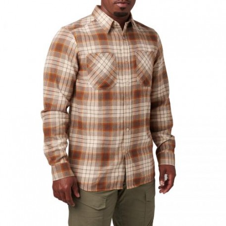 Рубашка тактическая "5.11 Tactical® Silverwood Flannel Plaid Long Sleeve Shirt" Sand Dune Plaid