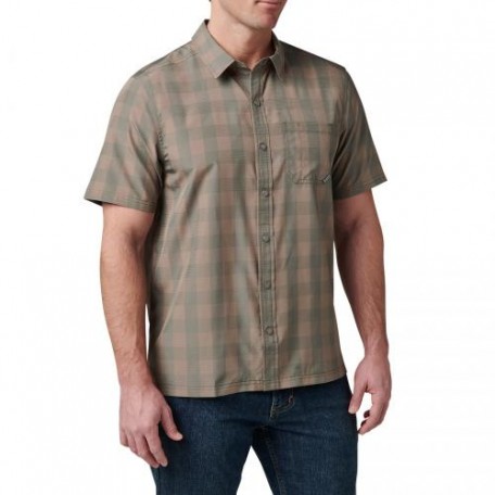 Рубашка тактическая "5.11 Tactical® Nate Short Sleeve Shirt" Tank Green Plaid